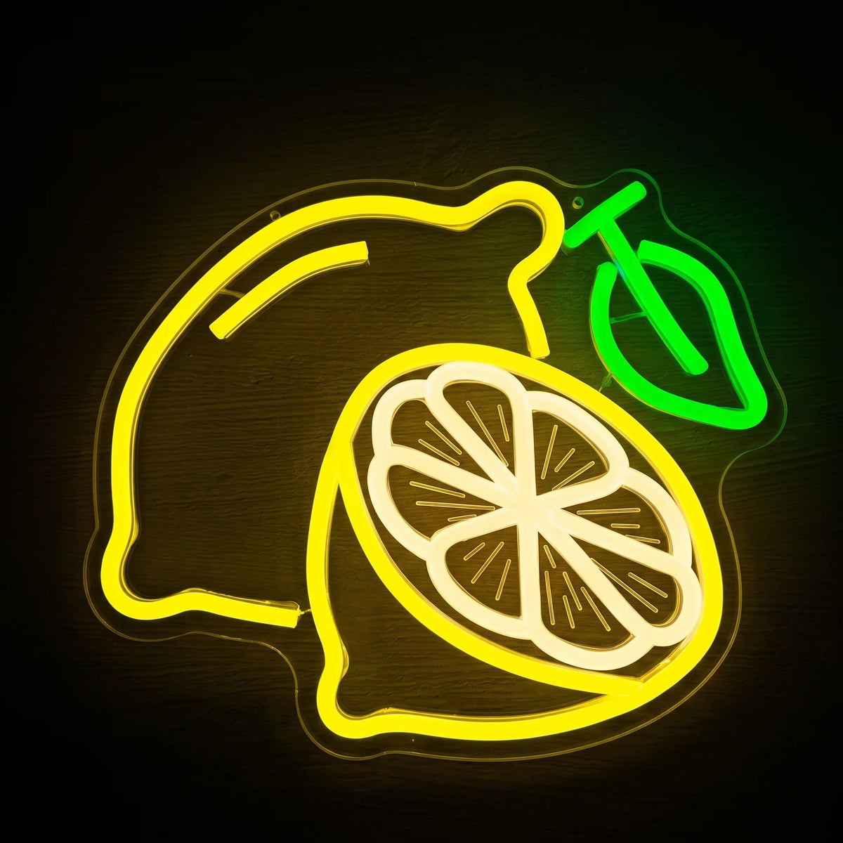 Bright Lemon Slice LED Neon Sign with a colorful citrus design, perfect for kitchens, cafés, juice bars, restaurants, smoothie shops and summer decor.