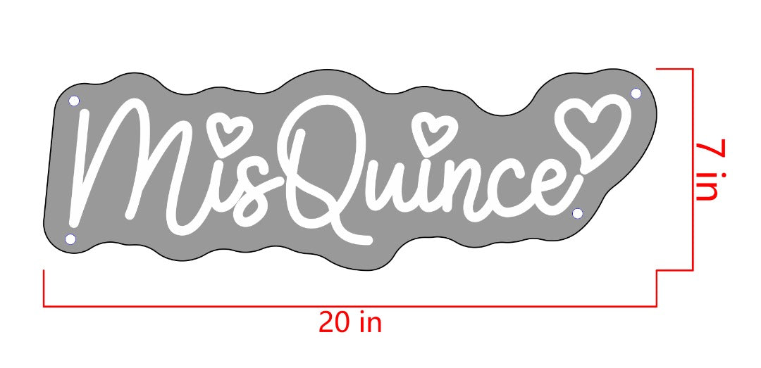 MisQuince with hearts Custom Neon Sign