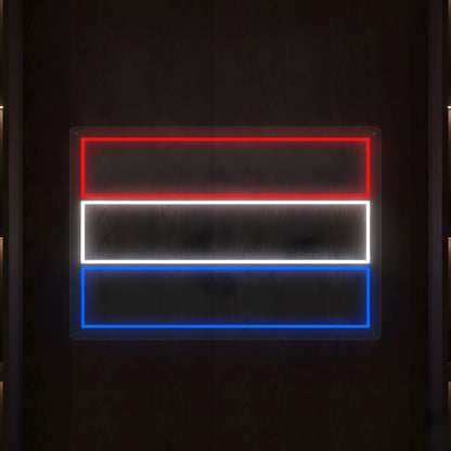Netherlands flag LED neon sign featuring red white and blue illuminated tricolor design