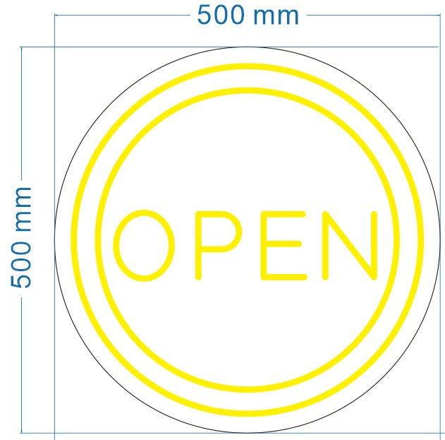 Open in Circle Custom Neon Sign