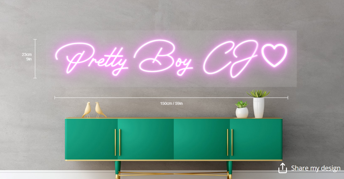 Pretty Boy CJ Custom Neon Sign (Color Option 1)