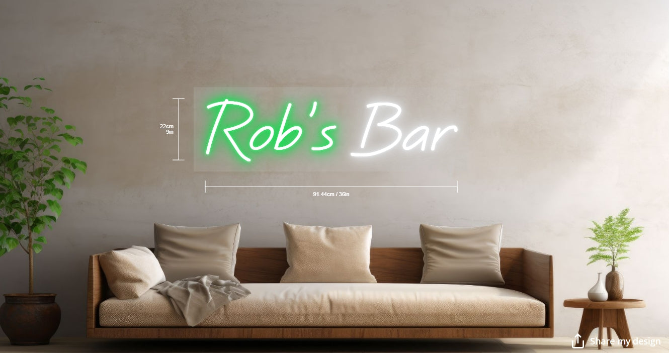 Rob's Bar Custom Neon Sign