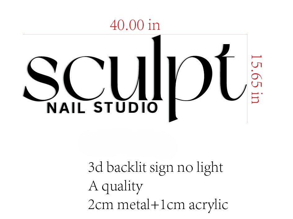 Sculpt Nail Studio Custom Channel Letter Sign (Without Lighting)