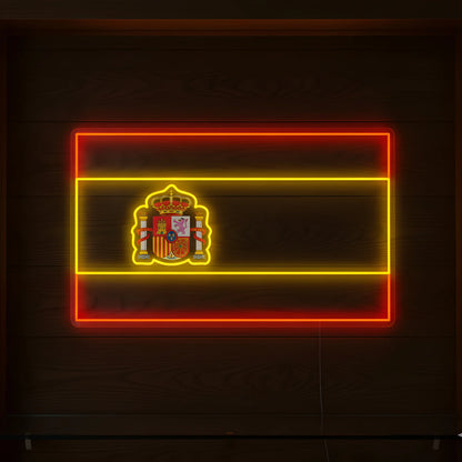 Spain national flag LED neon sign with illuminated red and yellow flag design