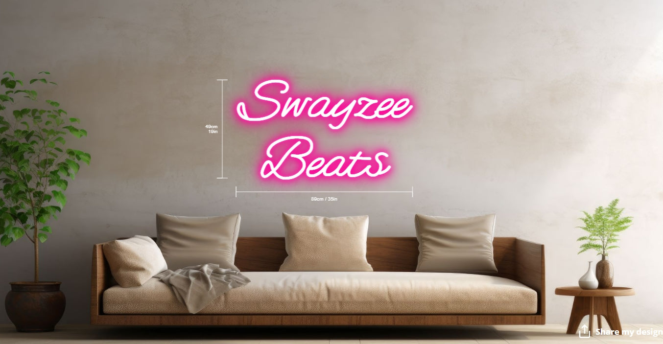 Swayzee Beats Custom Neon Sign (Size Option #2)