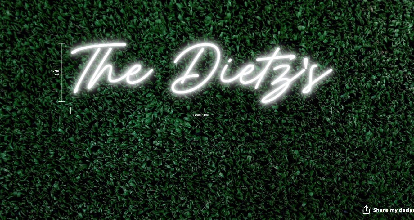 The Dietz's Custom Neon Sign (Design Version #1)