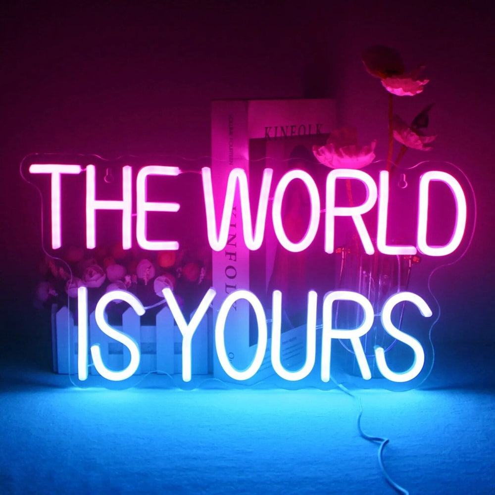 THE WORLD IS YOURS NEON SIGN | Custom LED Neon Lights – Light Your Way
