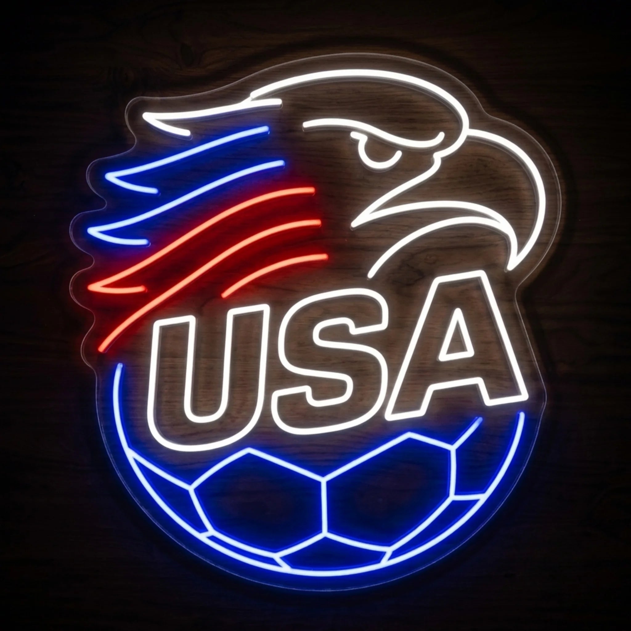USA eagle football LED neon sign featuring patriotic eagle design and illuminated USA lettering