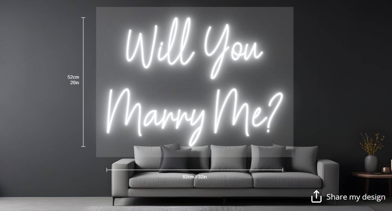 Will You Marry Me Custom Neon Sign (Design Option 2)